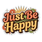 Groovy Just Be Happy Retro Floral Vinyl Sticker