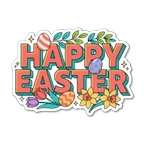 Happy Easter Floral Egg Vinyl Sticker