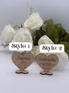 Personalized Wooden Wedding Place Card Heart Ornament