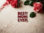 Best Mom Ever Heart Pattern Vinyl Sticker