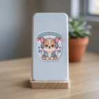 Cute Binary Corgi With Headphones Vinyl Sticker