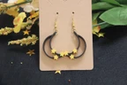 Crescent Moon Earrings with Stars - 3D Printed Jewelry