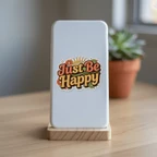 Groovy Just Be Happy Retro Floral Vinyl Sticker