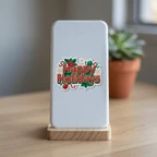 Happy Holidays Holly Christmas Vinyl Sticker