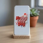 Happy Love Day Heart Balloons Vinyl Sticker