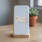 Elegant Happy Wedding Rings Floral Vinyl Sticker