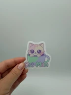 Kawaii Cat Mom Teacup Pastel Vinyl Sticker
