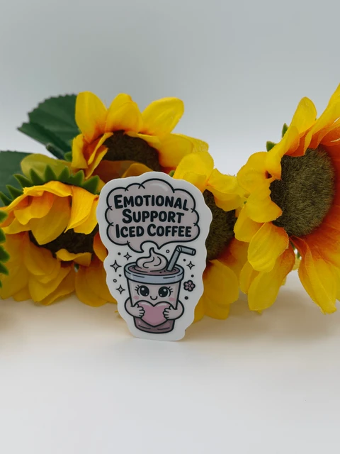 Emotional Support Iced Coffee Kawaii Vinyl Sticker