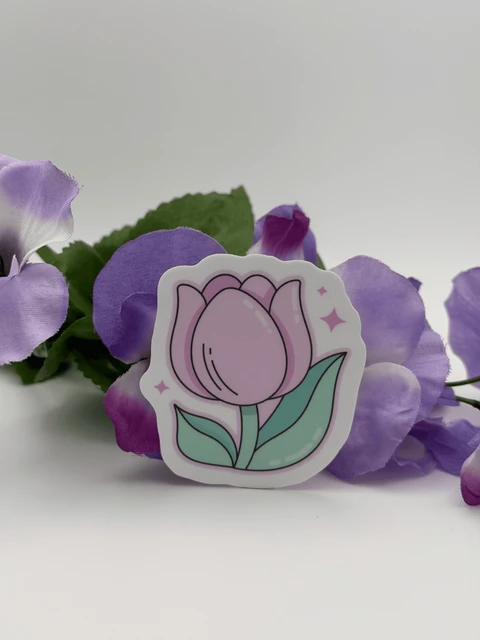 Cute Pink Tulip Flower Vinyl Sticker