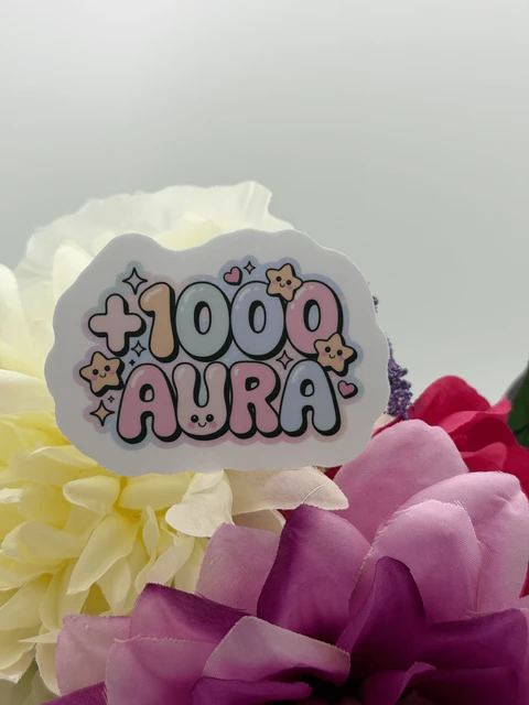 1000 Aura Kawaii Pastel Bubble Letter Sticker