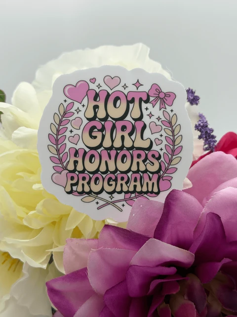 Hot Girl Honors Program Retro Pink Typography Sticker