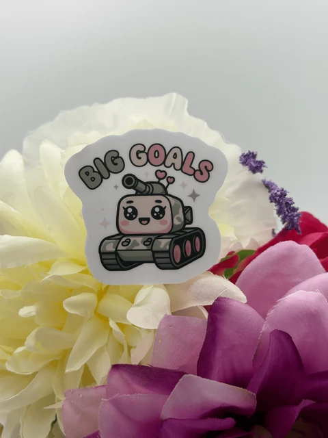 Cute Kawaii Big Goals Tank Vinyl Sticker
