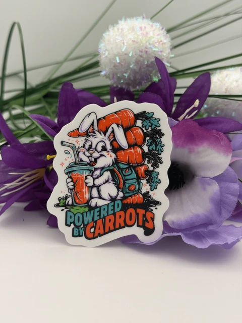 Cute Bunny Powered By Carrots Vinyl Sticker