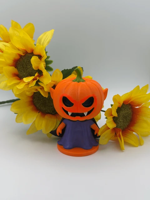 Pumpkin Vampire Figurine Halloween 3D Printed Decor