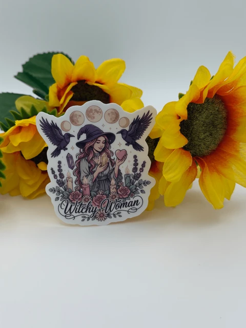 Witchy Woman Raven Moon Phase Sticker