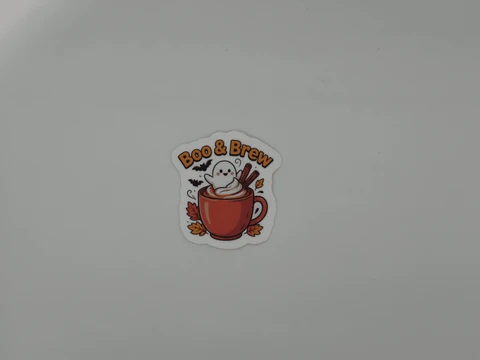 Boo and Brew Ghost Coffee Cup Sticker
