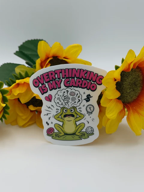 Overthinking Frog Vinyl Sticker Funny Anxiety Decal