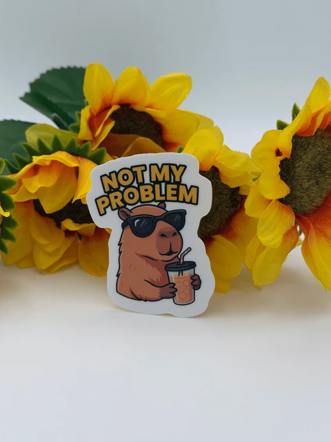 Funny Capybara Sticker Not My Problem Iced Coffee Decal