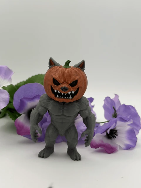 Witchy Halloween Decor Pumpkin Werewolf Figurine