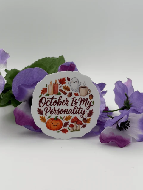 October Is My Personality Vinyl Sticker - Fall Ghost Pumpkin