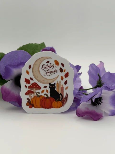 October Forever Autumn Cat Vinyl Sticker