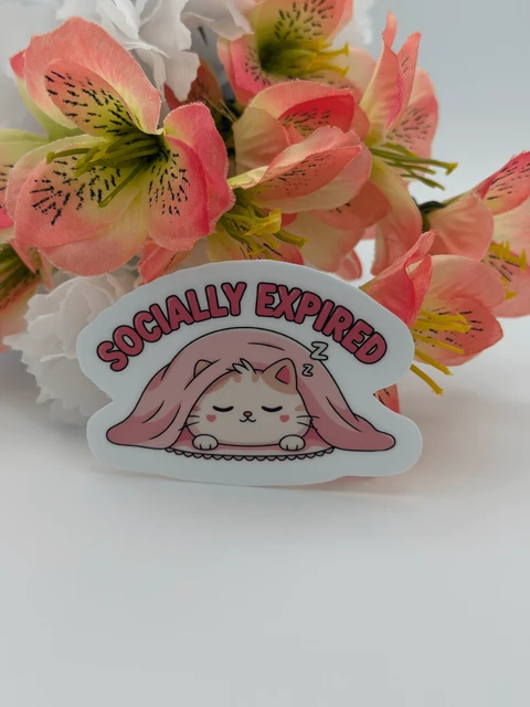 Socially Expired Cat Vinyl Sticker