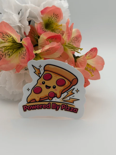 Powered By Pizza Vinyl Sticker