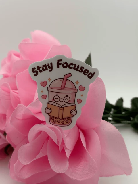 Stay Focused Boba Tea Vinyl Sticker