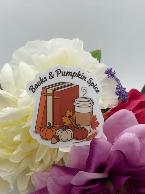Books and Pumpkin Spice Vinyl Sticker