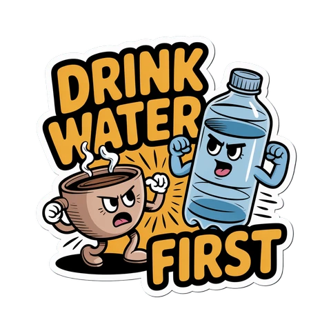 Funny "Drink Water First" Motivational Sticker