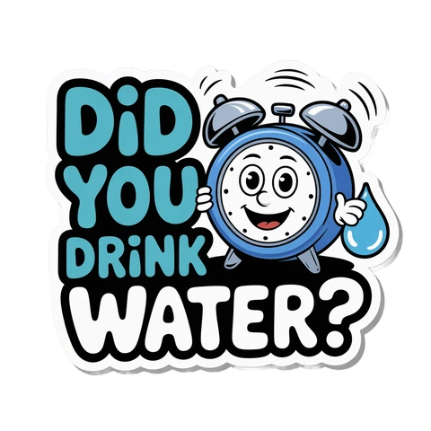 Cheerful Alarm Clock Hydration Reminder Sticker