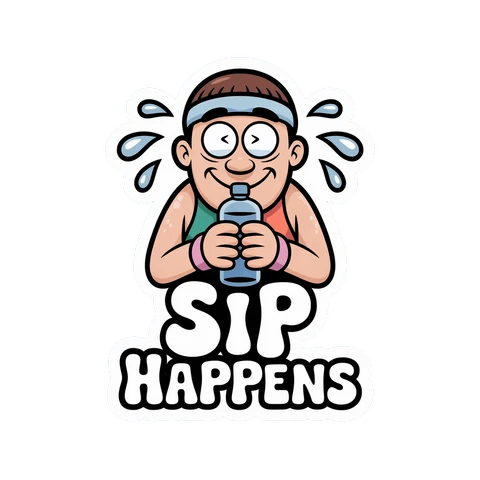 Funny "Sip Happens" Hydration Vinyl Sticker