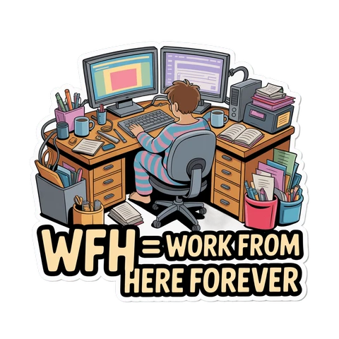 WFH Work From Here Forever Desk Sticker