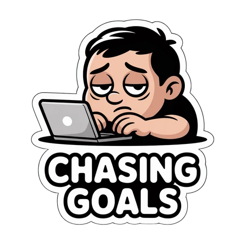 Motivated Worker Chasing Goals Laptop Sticker