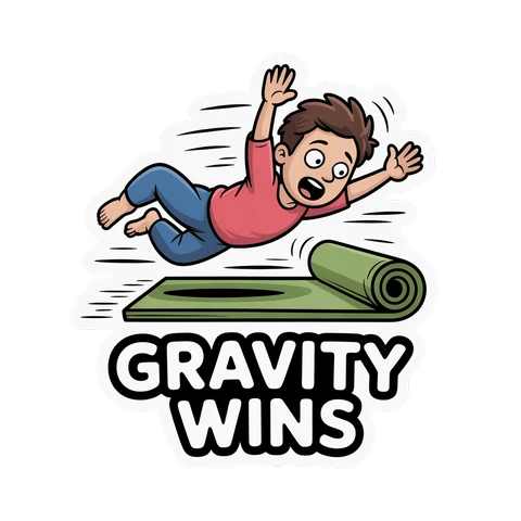 Funny Gravity Wins Yoga Mat Fall Sticker