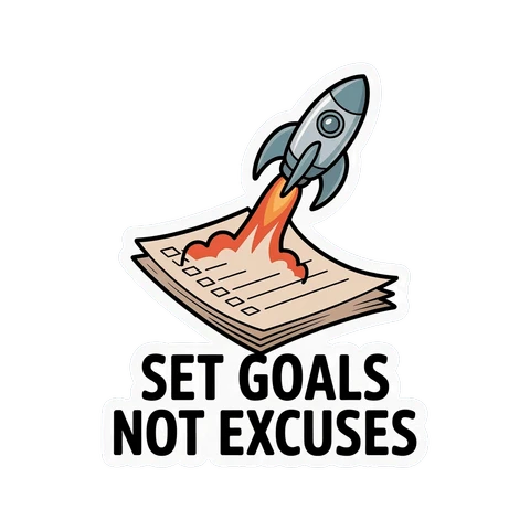 Motivational Rocket Launch Goals Sticker