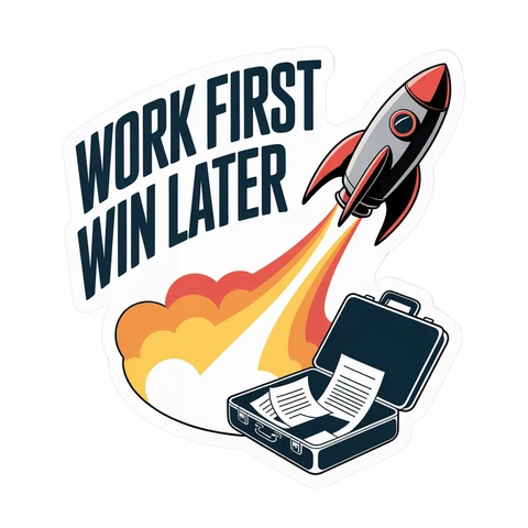 Motivational Work First Win Later Sticker