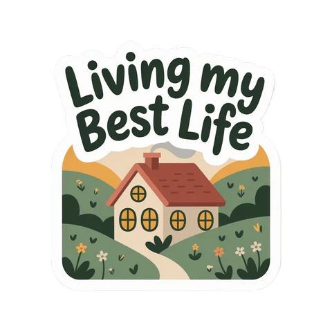 Living My Best Life Cottage Landscape Sticker