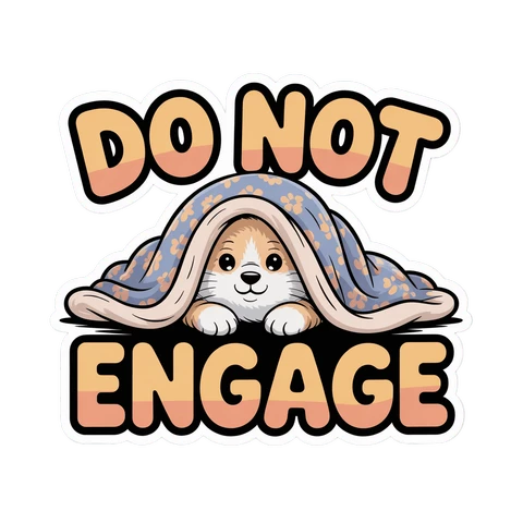 Cute Corgi Under Blanket Do Not Engage Sticker