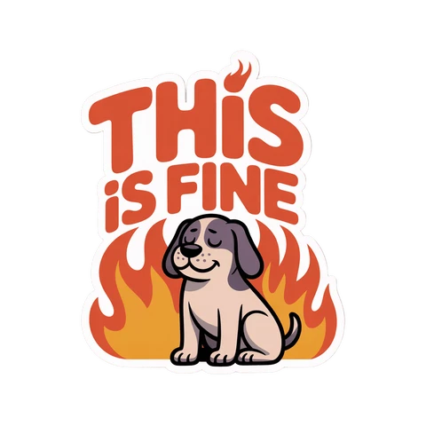 Funny This Is Fine Dog in Fire Sticker