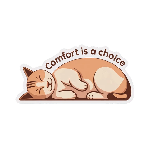 Cute Sleeping Cat Comfort Quote Sticker