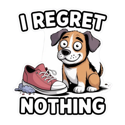 Funny Dog With Chewed Shoe Vinyl Sticker