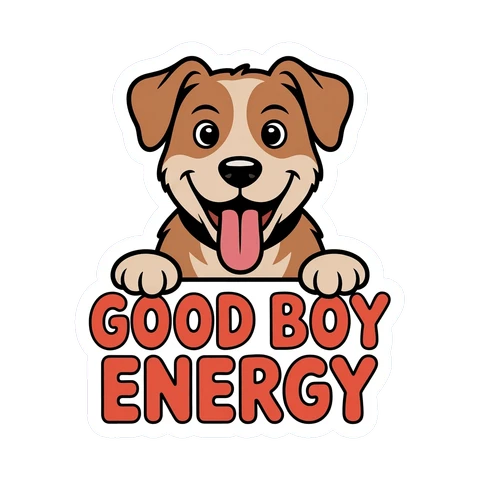 Cute Dog Good Boy Energy Vinyl Sticker
