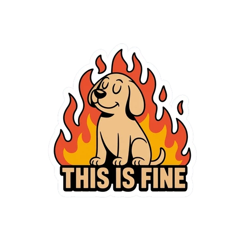 Funny Dog in Flames This Is Fine Sticker