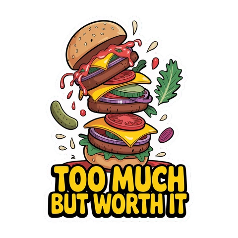 Giant Burger Stack Funny Quote Sticker