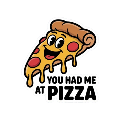 Funny Pizza Slice Cartoon Sticker