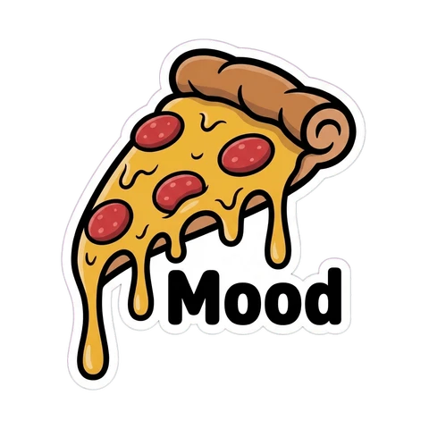 Melting Cheese Pizza Mood Vinyl Sticker
