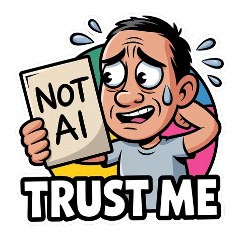 Funny Not AI Trust Me Cartoon Sticker