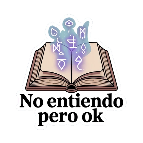 Magical Book with Symbols and Spanish Text Sticker