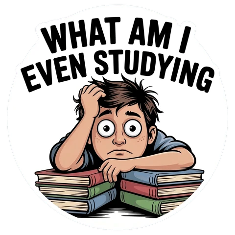 Funny Studying Student with Books Sticker